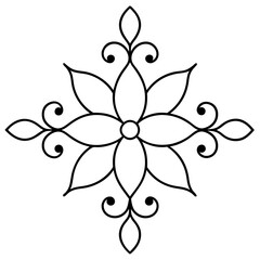 Pattern ornament element flower Russian folk style Line art vector illustration