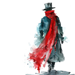 A Christmas Carol watercolor illustration isolated on transparent. Christmas png file for art work.
