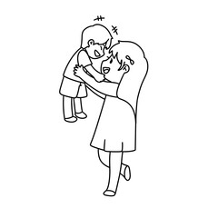 A woman is holding a child