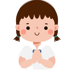 cute cartoon thai student character, back to school, Illustration flat style Png