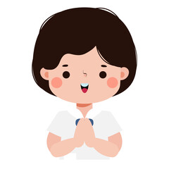cute cartoon thai student character, back to school, Illustration flat style Png