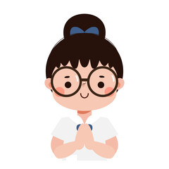 cute cartoon thai student character, back to school, Illustration flat style Png