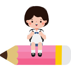 cute cartoon thai student character, back to school, Illustration flat style Png