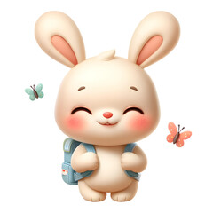 cute rabbit with backpack