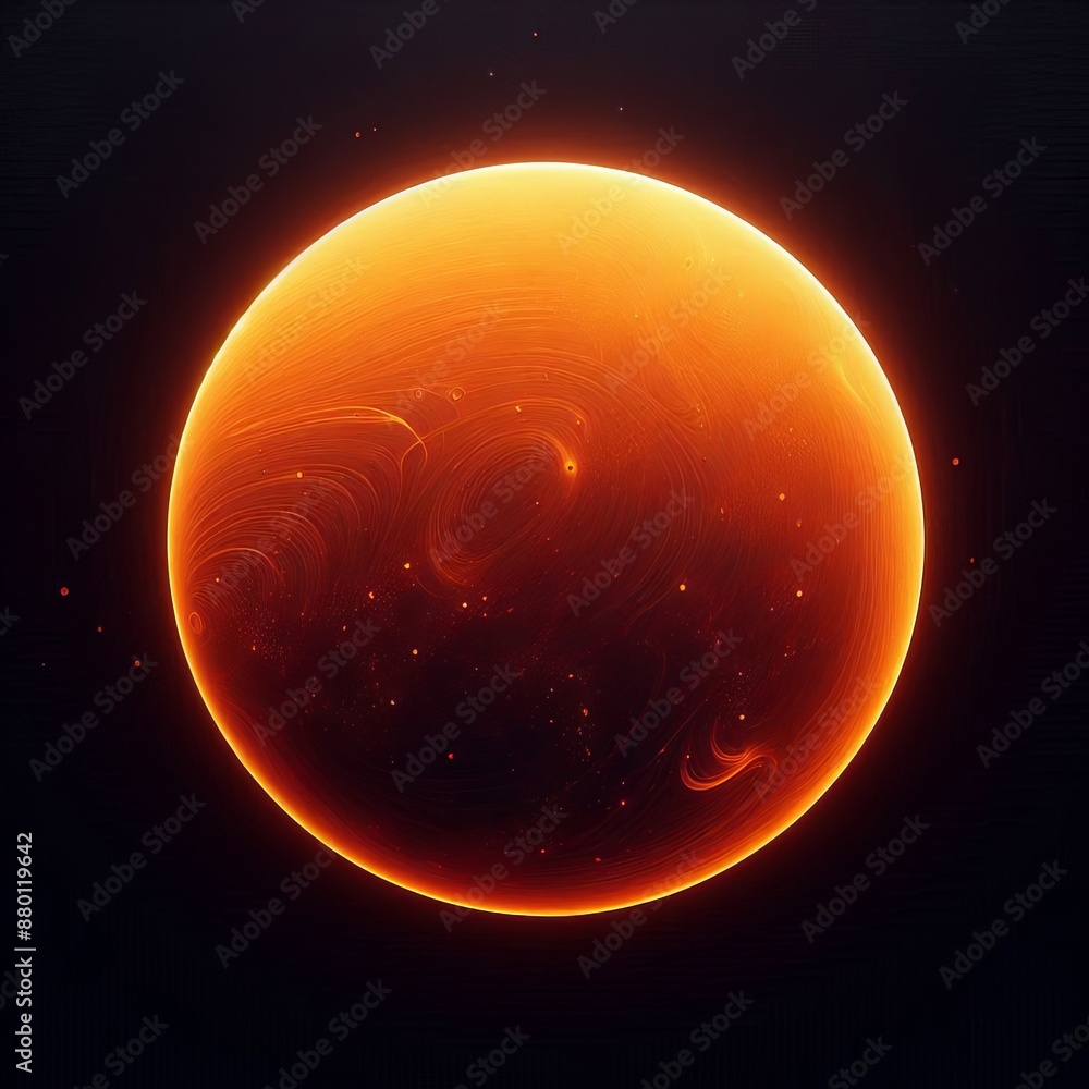 Poster abstract circle orange swirls and fiery twirls create a dynamic pattern isolated black background