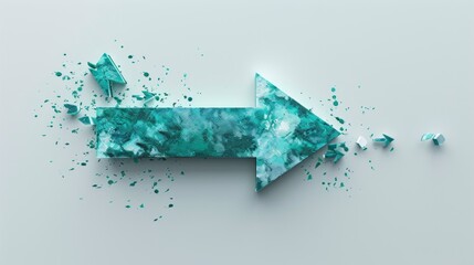 Abstract Turquoise Arrow with Splattered Paint