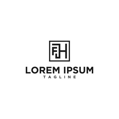 fh or hf square logo design