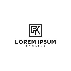 fk or kf square logo design