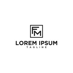 fm or mf square logo design