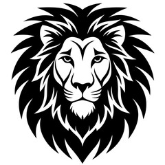 lion head logo icon and vector silhouette illustration