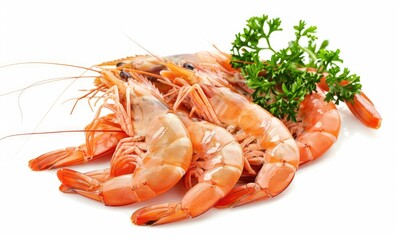A bunch of shrimp with green parsley on top