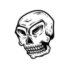 Skull vector illustration. Hand drawn black skull isolated on white background.