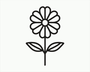 Line Art Flower Logo Design Icon Symbol Vector Illustration.