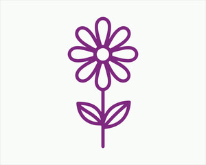 Line Art Flower Logo Design Icon Symbol Vector Illustration.