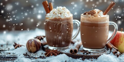 Hot Cocoa Delight: Cozy Winter Beverages with Cinnamon and Cream