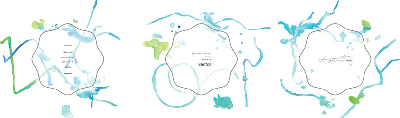  水彩画。水彩タッチのベクター幾何学イラスト。夏の抽象画背景テンプレート。Watercolor painting. Vector geometric illustration with watercolor touch. Summer abstract painting background template.