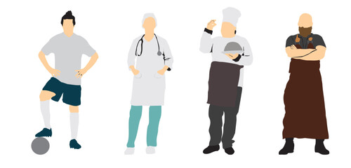 different people profession occupation set full isolated