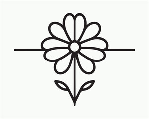 Line Art Flower Logo Design Icon Symbol Vector Illustration.