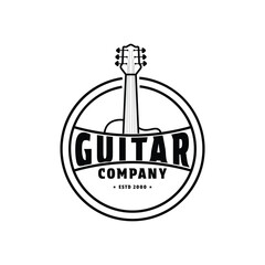 guitar logo design concept vintage retro style