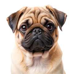 Fototapeta premium Beautiful fawn pug isolated on transparent background