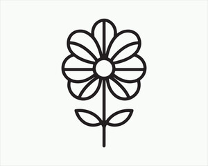 Line Art Flower Logo Design Icon Symbol Vector Illustration.