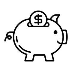 Piggy Bank savings outline icon