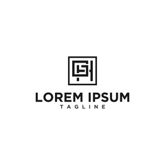 gh or hg square logo design