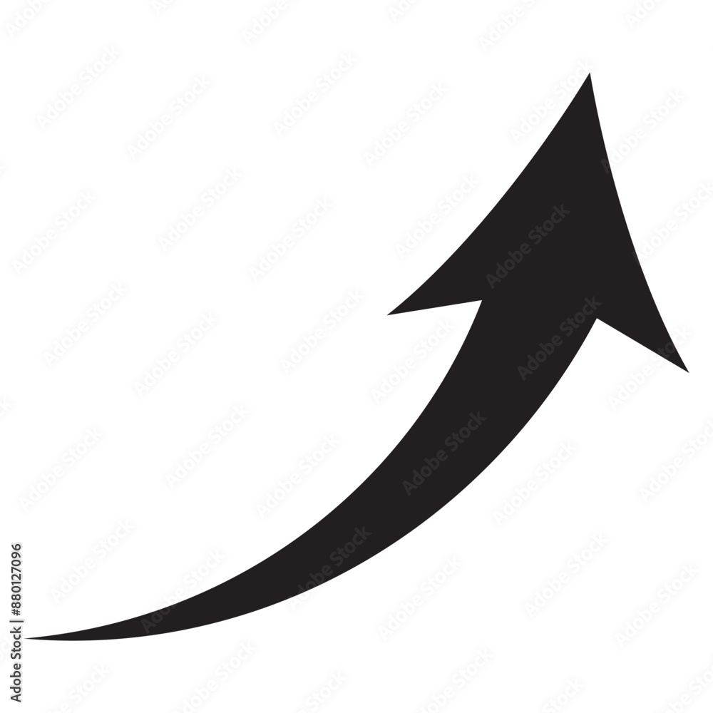 Poster vector illustration up pointing curved arrow icon. curved arrow icon. black curved arrow isolated on