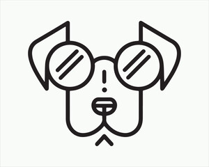 Minimalist Line Art Dog Sunglasses Vector Illustration. Outline Dog logo