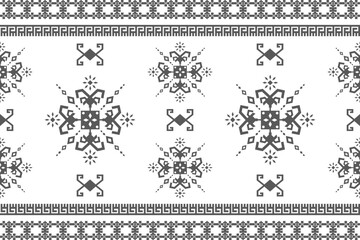 Ethnic geometric oriental traditional Aztec, Arabian, American African native style seamless pattern. Native fabric textile embroidery decoration design for ornaments, background, wallpaper, Ikat