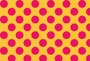 Seamless pattern with pink polka dots on a yellow background. For tile desktop wallpaper or decoration website design