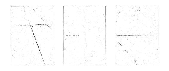 Grunge folded paper collection. Rough photocopy texture overlay set. Old worn scratched crumpled background. Dirt grainy wrinkled distressed wallpaper for poster, cover, frame, banner, leaflet. Vector