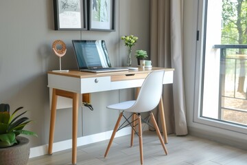 Modern Minimalist Home Office with Natural Light