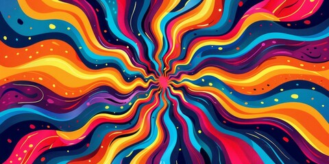 Obraz premium Vibrant Abstract Rainbow Waves in a Psychedelic Color Explosion