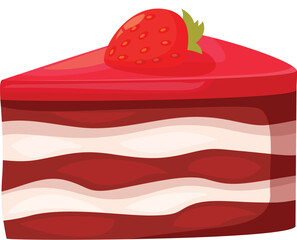 Strawberry cake slice sitting on a plate, appearing flavorful and ready to eat