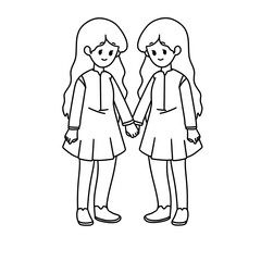 Two girls holding hands