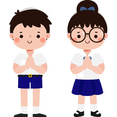 cute cartoon thai students character, back to school, Illustration flat style Png