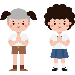 cute cartoon thai students character, back to school, Illustration flat style Png