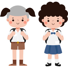 cute cartoon thai students character, back to school, Illustration flat style Png