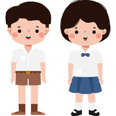 cute cartoon thai students character, back to school, Illustration flat style Png