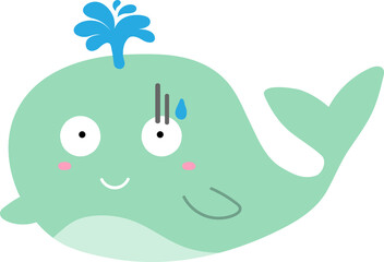 cute whale cartoon, sea animal