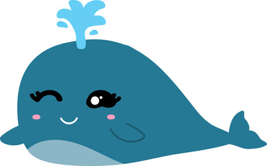 cute whale cartoon, sea animal