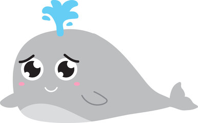 cute whale cartoon, sea animal