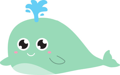 cute whale cartoon, sea animal