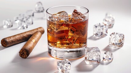Whiskey with Ice and Cigars - A Classic Indulgence