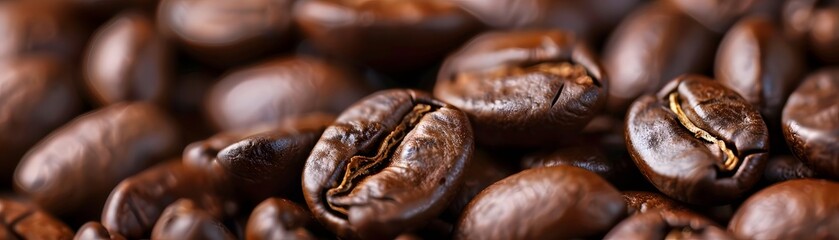 Rich Aroma of Freshly Roasted Coffee Beans - Close-up Dark and Shiny Roasted Beans for Coffee Lovers and Barista Concepts