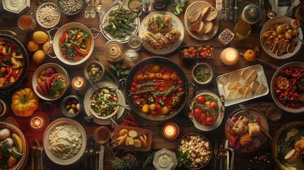 A World of Culinary Delights: Top View Table Experience