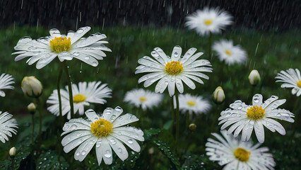 Fototapeta premium white flowers with raindrops