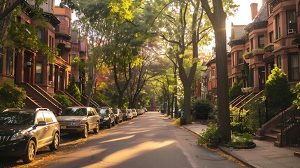 Cars parked in a row on a street