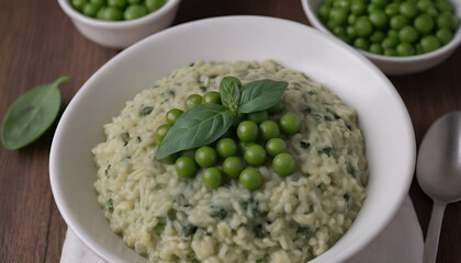 creamy spinach risotto with and peas